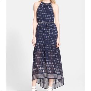 Joie Navy Silk Halter Maxi Dress